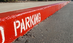 red curb fire lane with white no parking