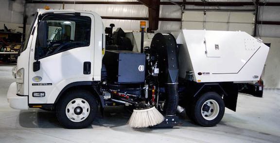 small commercial parking lot sweeper