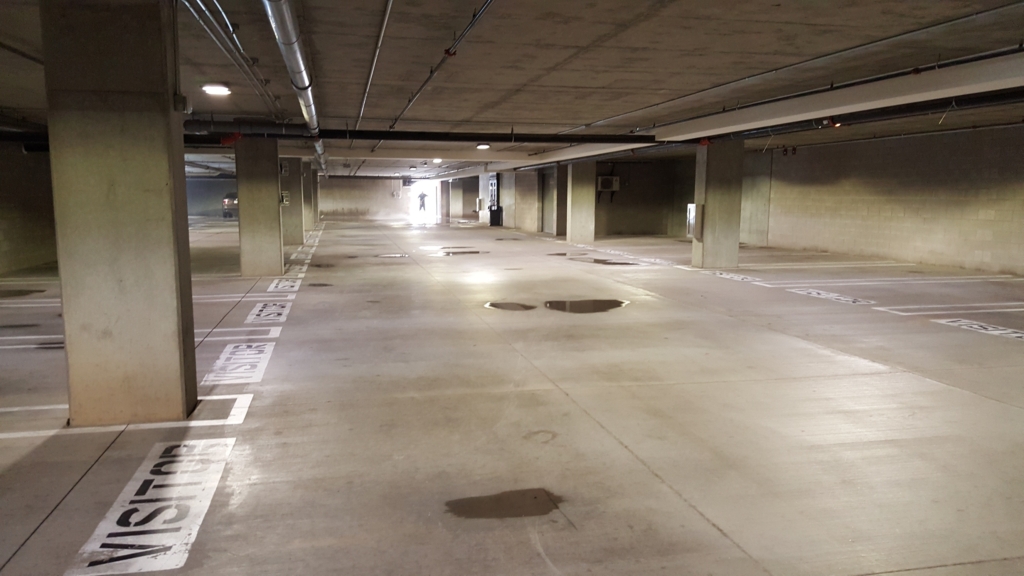 a clean parking garage floor